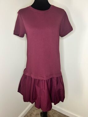 LOFT Mauve Short Sleeve Drop-Waist Midi Dress
